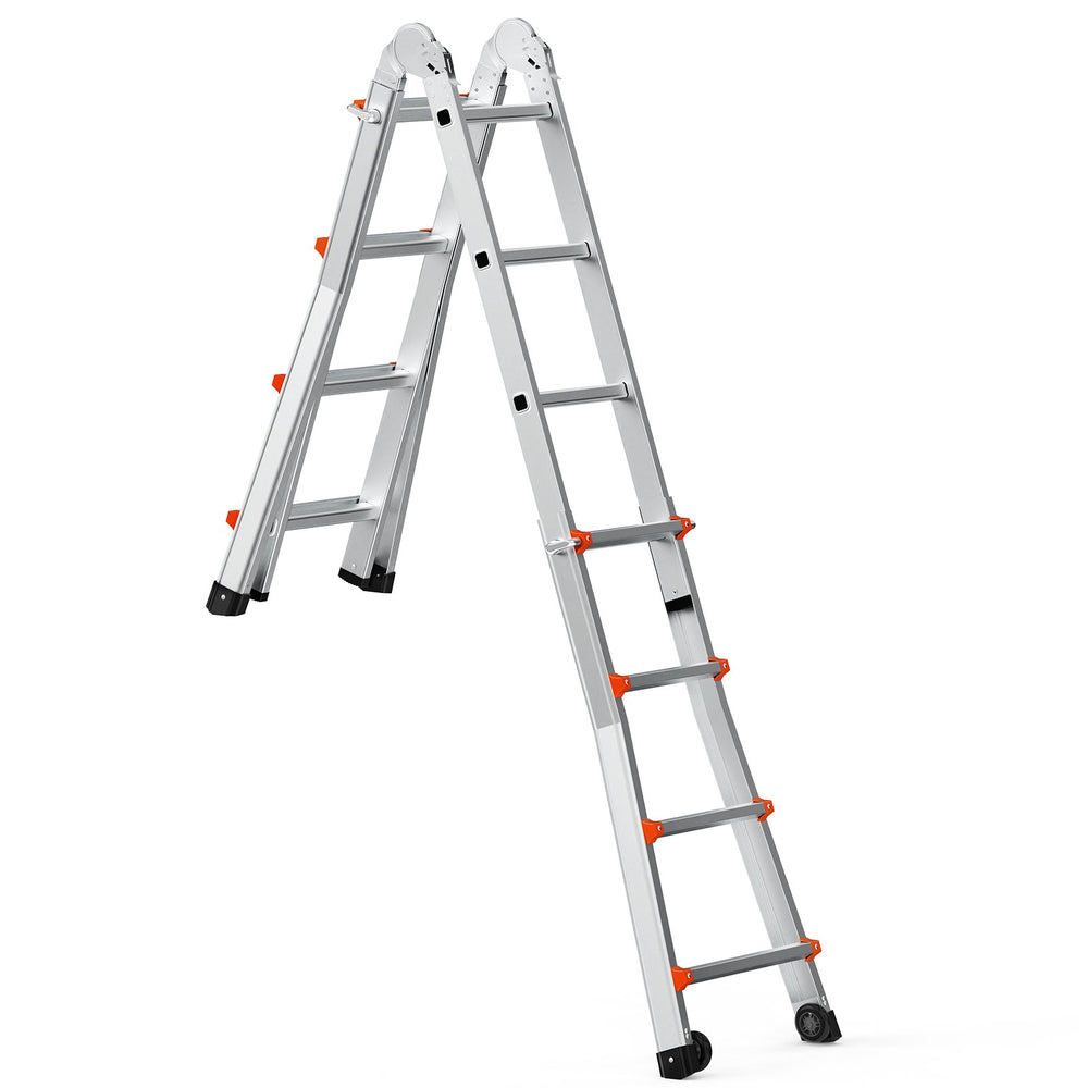 VEVOR Telescoping Ladder A Frame, 13 FT Compact Aluminum Extension Ladder, Multi-Function Portable Collapsible RV Ladder, Telescopic Ladder for Homework Stairs Indoor Outdoor Roof, 330lb Load