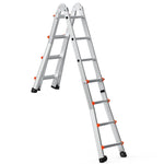 VEVOR Telescoping Ladder A Frame, 13 FT Compact Aluminum Extension Ladder, Multi-Function Portable Collapsible RV Ladder, Telescopic Ladder for Homework Stairs Indoor Outdoor Roof, 330lb Load