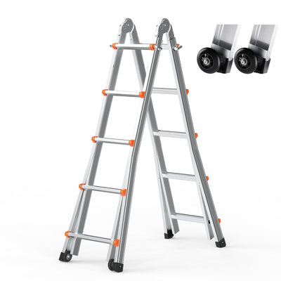 VEVOR Telescoping Ladder A Frame, 20 FT Compact Aluminum Extension Ladder, Multi-Function Portable Collapsible RV Ladder, Telescopic Ladder for Homework Stairs Indoor Outdoor Roof, 330lb Load