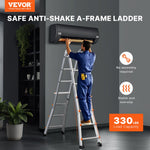 VEVOR Telescoping Ladder A Frame, 20.5 FT Compact Aluminum Extension Ladder, Multi-Function Portable Collapsible RV Ladder, Telescopic Ladder for Homework Stairs Indoor Outdoor Roof, 330lb Load