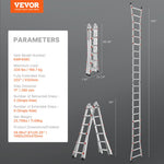 VEVOR Telescoping Ladder A Frame, 20.5 FT Compact Aluminum Extension Ladder, Multi-Function Portable Collapsible RV Ladder, Telescopic Ladder for Homework Stairs Indoor Outdoor Roof, 330lb Load