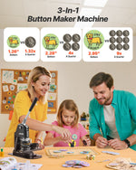 VEVOR Button Maker Machine, 32/58/75 mm 3-in-1, Plastic Pin Maker with 300pcs Button Parts, Circle Cutter and Magic Book, Reinforced Ergonomic Handle, for DIY Badges, Personalized Pins, Black