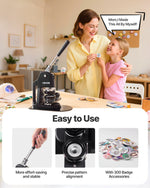 VEVOR Button Maker Machine, 32/58/75 mm 3-in-1, Plastic Pin Maker with 300pcs Button Parts, Circle Cutter and Magic Book, Reinforced Ergonomic Handle, for DIY Badges, Personalized Pins, Black