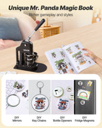 VEVOR Button Maker Machine, 32/58/75 mm 3-in-1, Plastic Pin Maker with 300pcs Button Parts, Circle Cutter and Magic Book, Reinforced Ergonomic Handle, for DIY Badges, Personalized Pins, Black