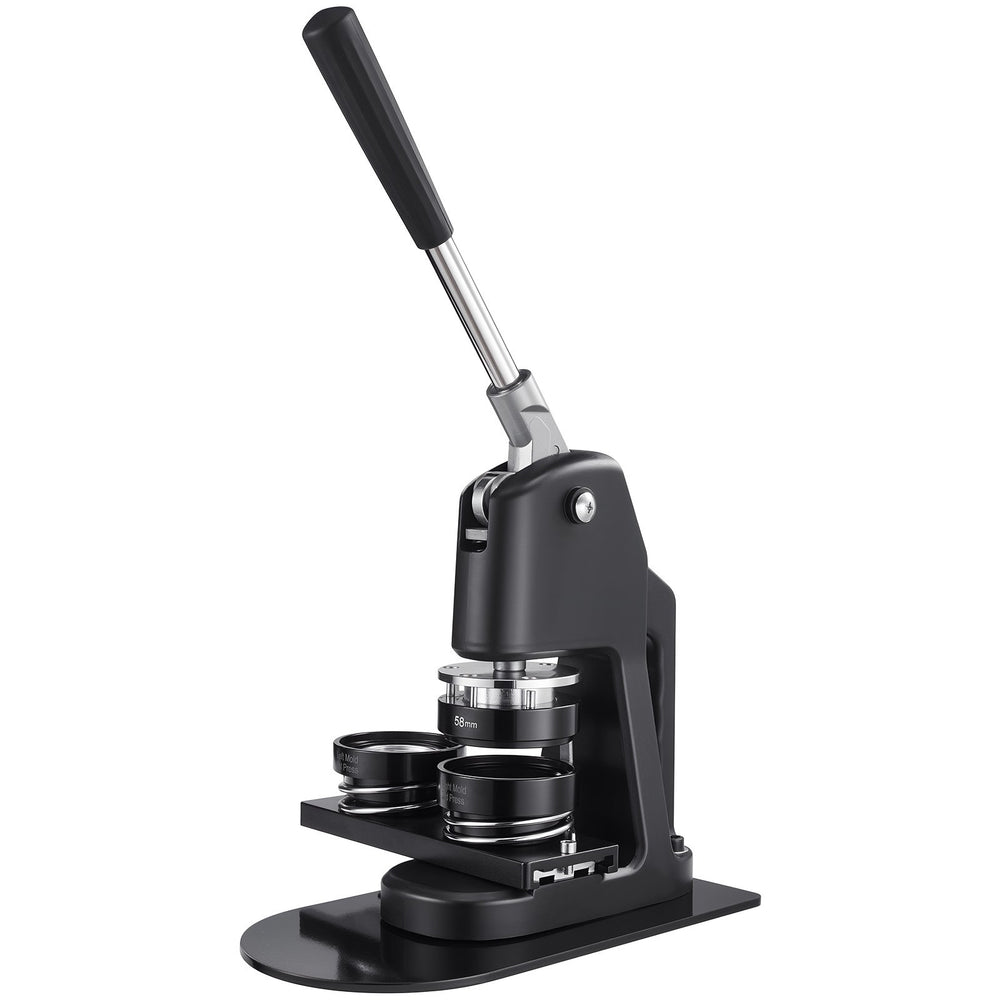 VEVOR Button Maker Machine, 32/58/75 mm 3-in-1, Plastic Pin Maker with 300pcs Button Parts, Circle Cutter and Magic Book, Reinforced Ergonomic Handle, for DIY Badges, Personalized Pins, Black
