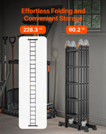 VEVOR Multi-Purpose Folding Ladder, 7-in-1 Tall Extension Step Ladder, A Frame 5 Step Telescoping Ladder, 19ft Reach Height Heavy Duty Adjustable Ladder, 330 lbs Capacity for Home Outdoor