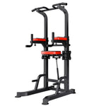 VEVOR Pull Up Bar, 150kg Power Tower Dip Station, Workout Dip Station with H-Shaped Stable Base & Assistance Platform, Adjustable 9 Level Height Pullup Stand for Back, 3-Level Adjustable Elbow Pads