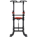 VEVOR Pull Up Bar, 150kg Power Tower Dip Station, Workout Dip Station with H-Shaped Stable Base & Assistance Platform, Adjustable 9 Level Height Pullup Stand for Back, 3-Level Adjustable Elbow Pads
