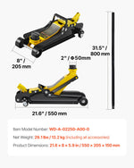 VEVOR Floor Jack, 2.5 Ton Low Profile Floor Jack, Heavy-duty Steel Racing Floor Jack With Single Piston Lift Pump, Floor Jack Lifting Range 85 mm-380 mm