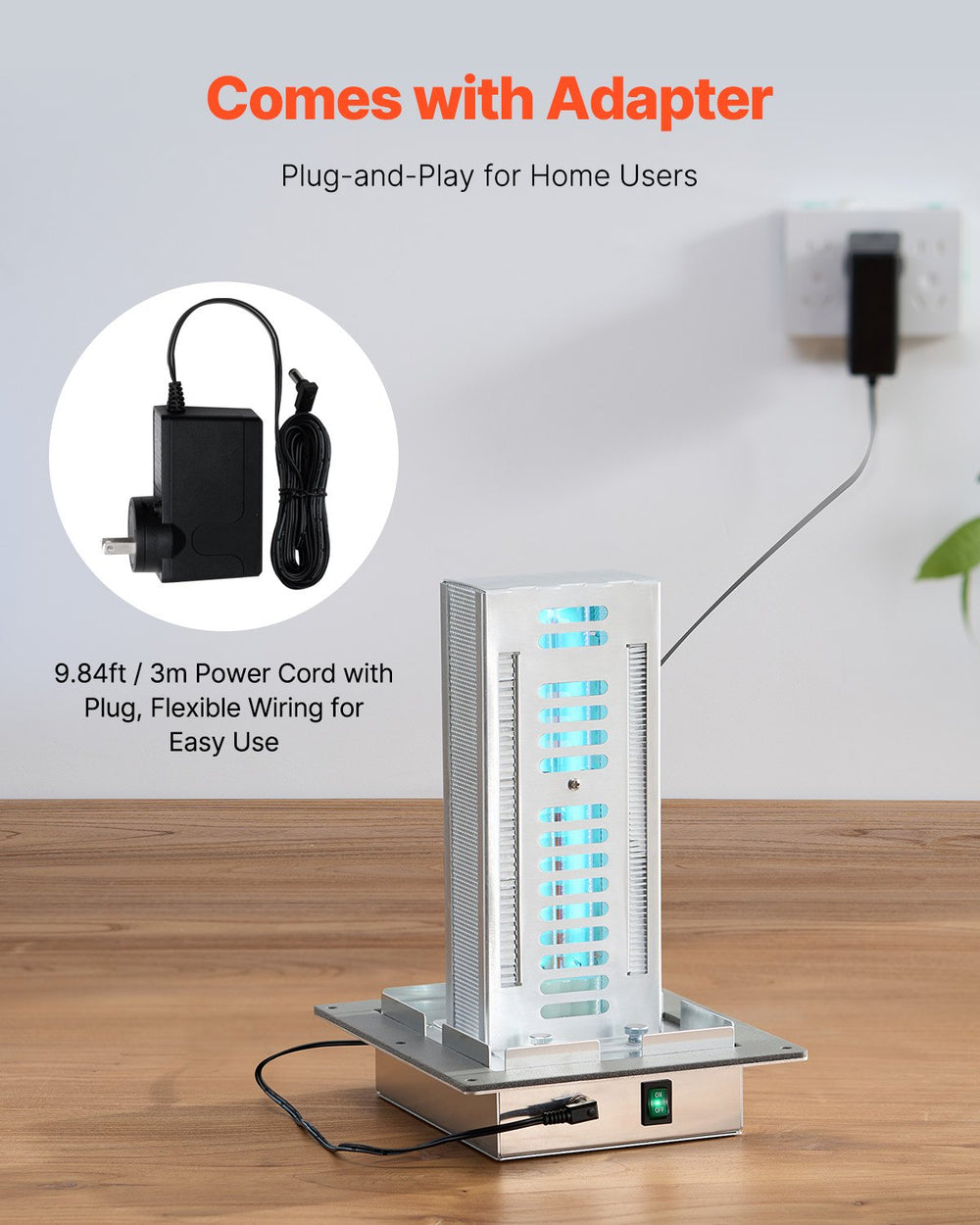 VEVOR HVAC Air Purifier Whole House, 18W 9inch, Light in Duct for Ac (Air Conditioning) Duct, Air Scrubber with 2 Bulb, PCO Technology HVAC lights with Power Cord for Ac Systems
