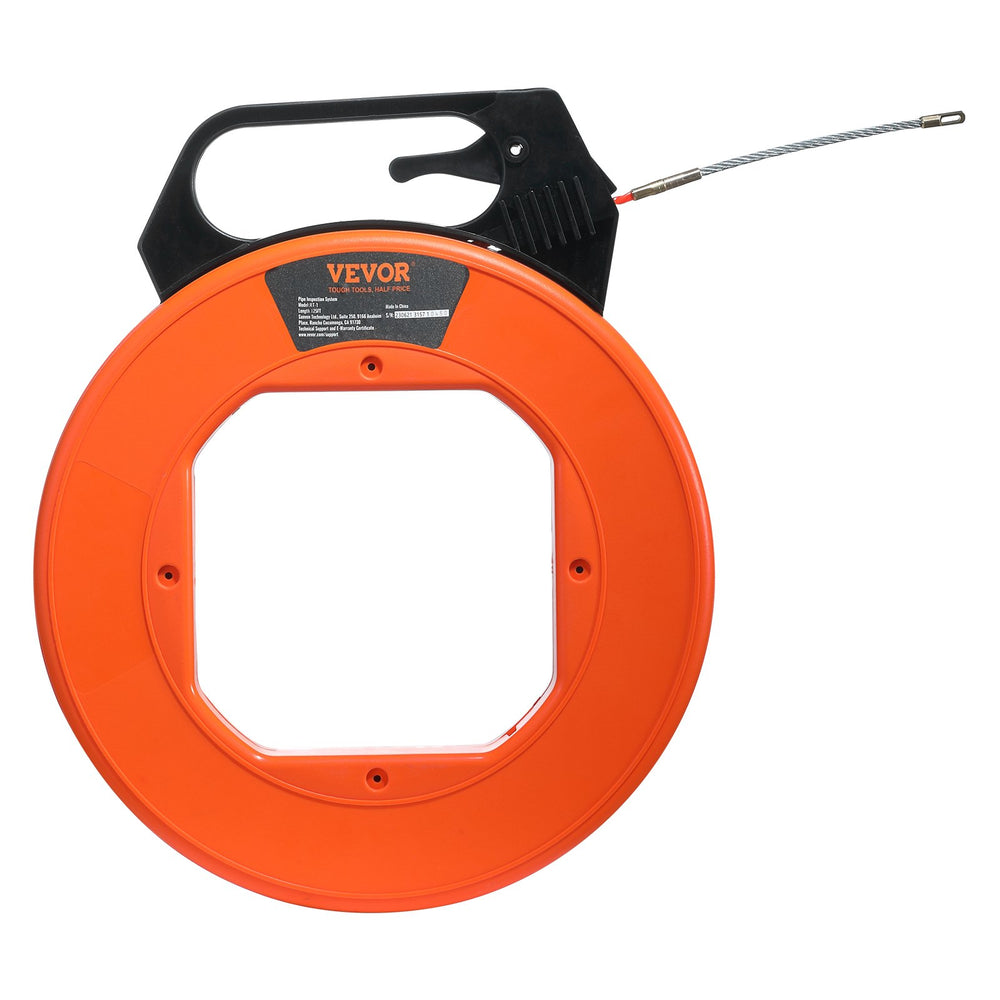 VEVOR Fish Tape, 38.1m, 4.5mm, PET Wire Puller with Optimized Housing and Handle, Easy-to-Use Cable Puller Tool, Flexible Wire Fishing Tools for Walls and Electrical Conduit, Non-Conductive