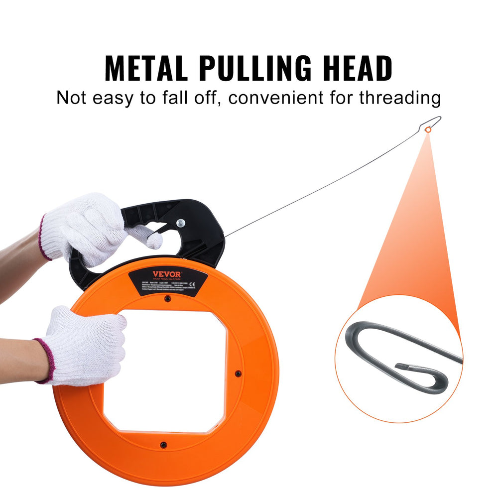 VEVOR Fish Tape Wire Cable Line Puller 36mx3,1mm (120ft 1/8 in) Steel with High Plastic Case