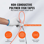 VEVOR Fish Tape Wire Cable Line Puller 30.5 m, 6.35 mm(100-foot, 1/4-inch) PET with High Plastic Case