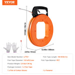 VEVOR Fish Tape Wire Cable Line Puller 30.5 m, 6.35 mm(100-foot, 1/4-inch) PET with High Plastic Case