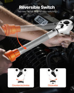 VEVOR Click Torque Wrench Set, 3/8 Inch Drive, 5-60 N.m / 3.7-44.3 lbf.ft, Dual-direction, 72-Tooth, ±3% High Precision, with Sockets, Bits, Extension Bar, Spark Plug Sockets, Adapter, Orange