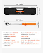 VEVOR Click Torque Wrench Set, 3/8 Inch Drive, 5-60 N.m / 3.7-44.3 lbf.ft, Dual-direction, 72-Tooth, ±3% High Precision, with Sockets, Bits, Extension Bar, Spark Plug Sockets, Adapter, Orange