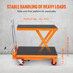 VEVOR Hydraulic Lift Table Cart, 330lbs Capacity 28.5" Lifting Height, Manual Single Scissor Lift Table with 4 Wheels and Non-slip Pad, Hydraulic Scissor Cart for Material Handling and Transportation