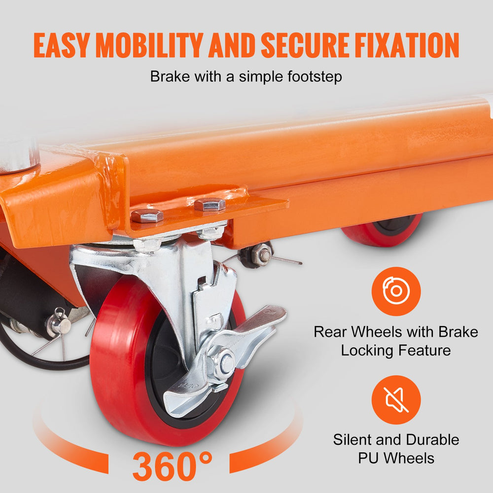 VEVOR Hydraulic Lift Table Cart, 330lbs Capacity 28.5" Lifting Height, Manual Single Scissor Lift Table with 4 Wheels and Non-slip Pad, Hydraulic Scissor Cart for Material Handling and Transportation