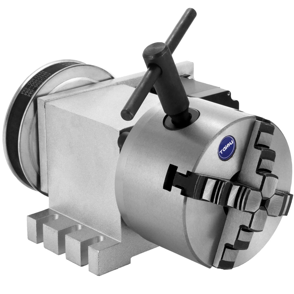 VEVOR CNC Rotational Rotary Axis 4-Jaw Chuck 100mm Hollow Shaft 4th Axis Rotary Axis Tailstock CNC Router Engraver Machine