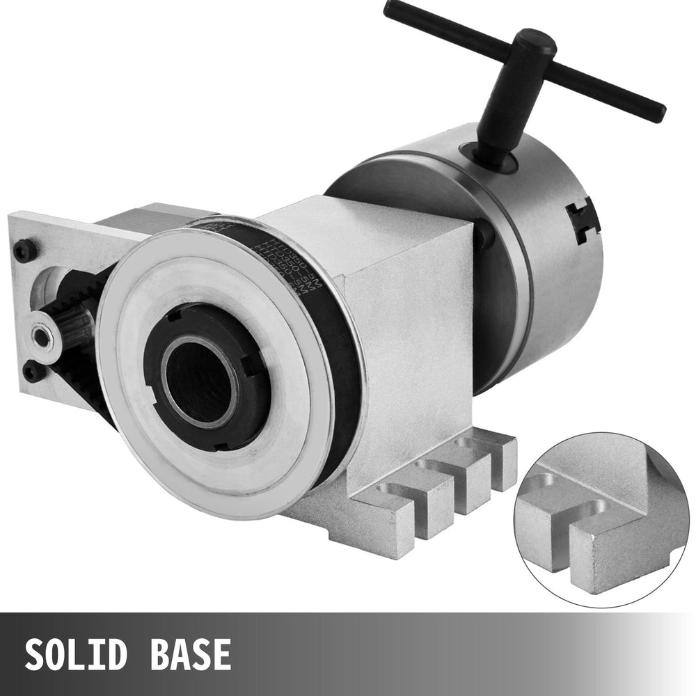 VEVOR CNC Rotational Rotary Axis 4-Jaw Chuck 100mm Hollow Shaft 4th Axis Rotary Axis Tailstock CNC Router Engraver Machine