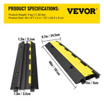 VEVOR Cable Protector Ramp 101x24.5x5 cm , 5 Packs 2 Channels Speed Bump Hump, Rubber Modular Speed Bump Rated 4989.5 kg Load Capacity, Protective Wire Cord Ramp Driveway Rubber Traffic Speed Bumps Cable Protector