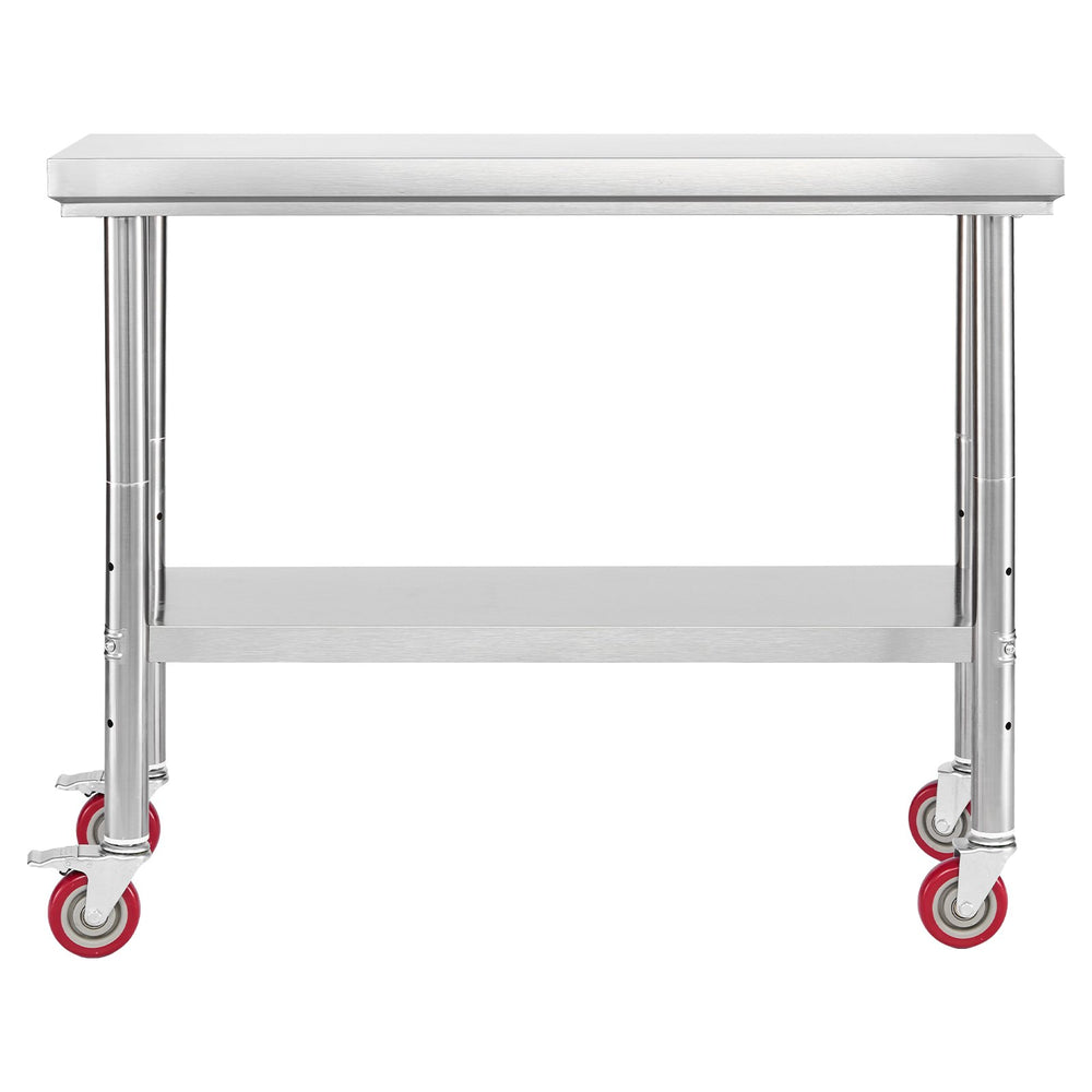 VEVOR Stainless Steel Table, 60 x 90 cm Food Prep Worktable with Wheels, Kitchen Prep Table with Adjustable Undershelf Workstations for Commercial Kitchen, Restaurant, Hotel and Garage, Outdoor
