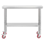 VEVOR Stainless Steel Table, 60 x 90 cm Food Prep Worktable with Wheels, Kitchen Prep Table with Adjustable Undershelf Workstations for Commercial Kitchen, Restaurant, Hotel and Garage, Outdoor