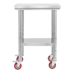 VEVOR Stainless Steel Table, 61 x 45 cm Food Prep Worktable with Wheels, Kitchen Prep Table with Adjustable Undershelf Workstations for Commercial Kitchen, Restaurant, Hotel and Garage, Outdoor