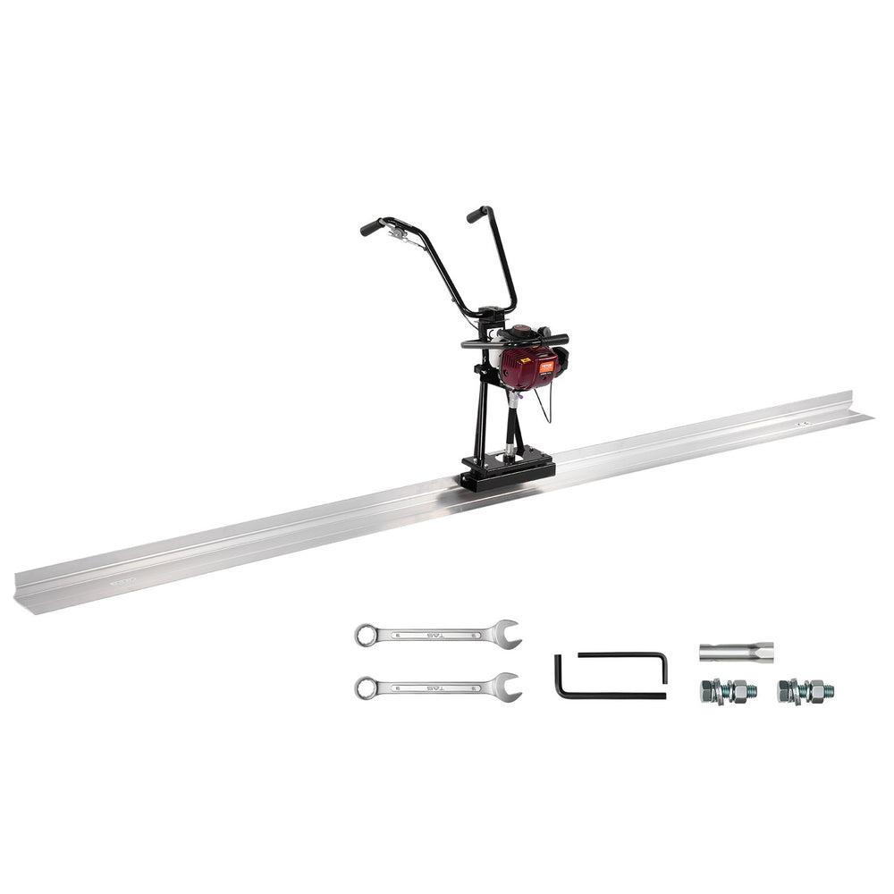 VEVOR Concrete Power Screed, 4 ft Aluminum Board Straight Edge Bar Set, 4 Stroke Cement Finishing Vibrating Motor with Height Adjustable Handles, High Efficient Concrete Tool 6500RPM