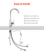 VEVOR Touchless Kitchen Bar Sink Faucet, Single Handle Automatic Motion Sensor Bathroom Faucet, Hands-Free Adjustable Cold Hot Water Mixer Flexible Swivel for 9.5 mm Pipe,Chrome Plated Silver