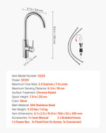 VEVOR Touchless Kitchen Bar Sink Faucet, Single Handle Automatic Motion Sensor Bathroom Faucet, Hands-Free Adjustable Cold Hot Water Mixer Flexible Swivel for 9.5 mm Pipe,Chrome Plated Silver