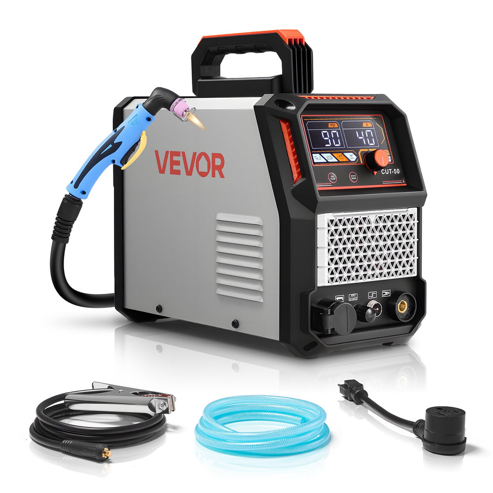 VEVOR Plasma Cutter, 50A Non-Touch Pilot Arc Plasma Cutting Machine, 220V Digital Display IGBT Inverter with 2T/4T Function & Adjustable PA/PT Time for Home Repairs, Workshops