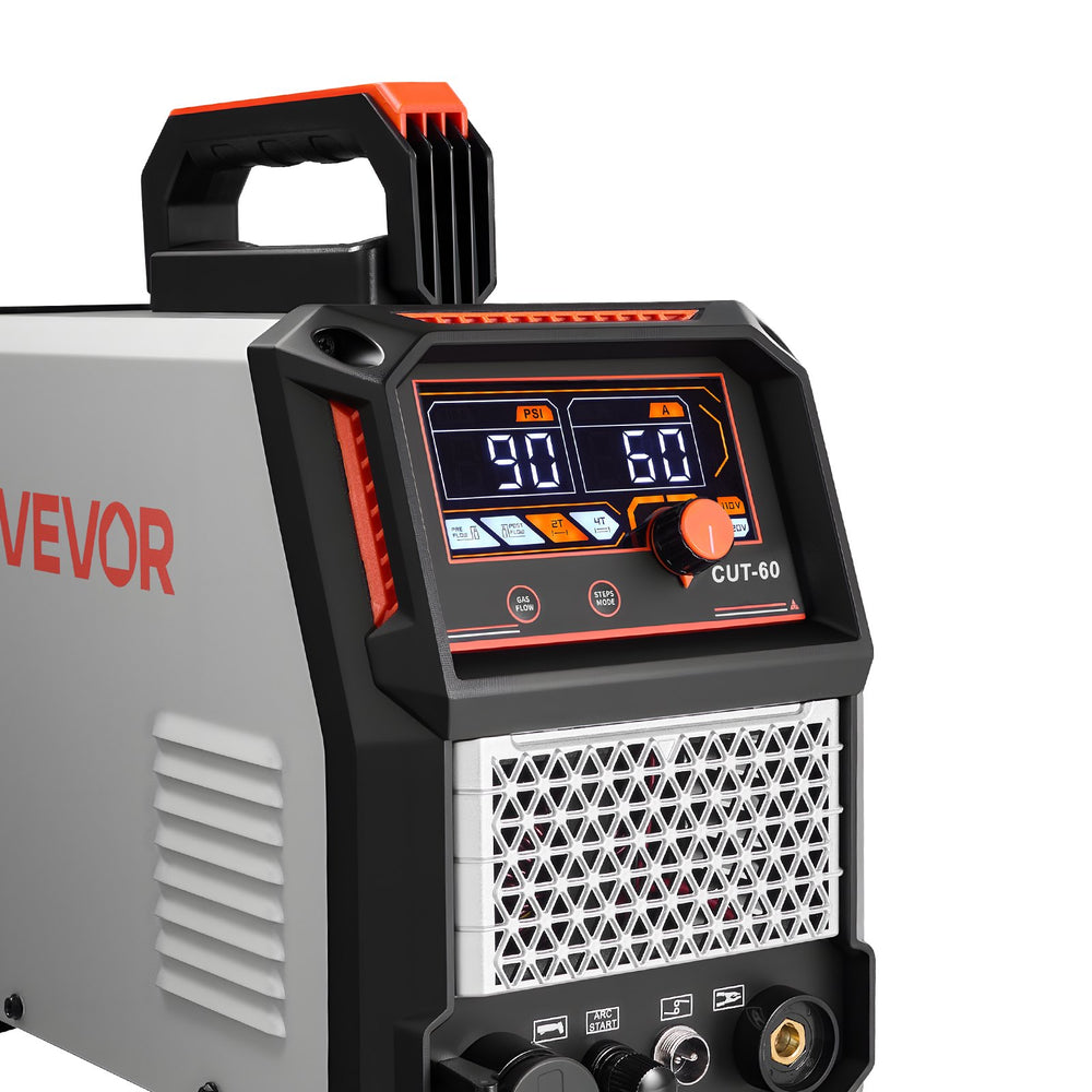 VEVOR Plasma Cutter, 60A Non-Touch Pilot Arc Plasma Cutting Machine, Digital Display IGBT Inverter - with 2T/4T Function & Adjustable PA/PT Time for Industrial Use (400V 3-Phase Power Supply)