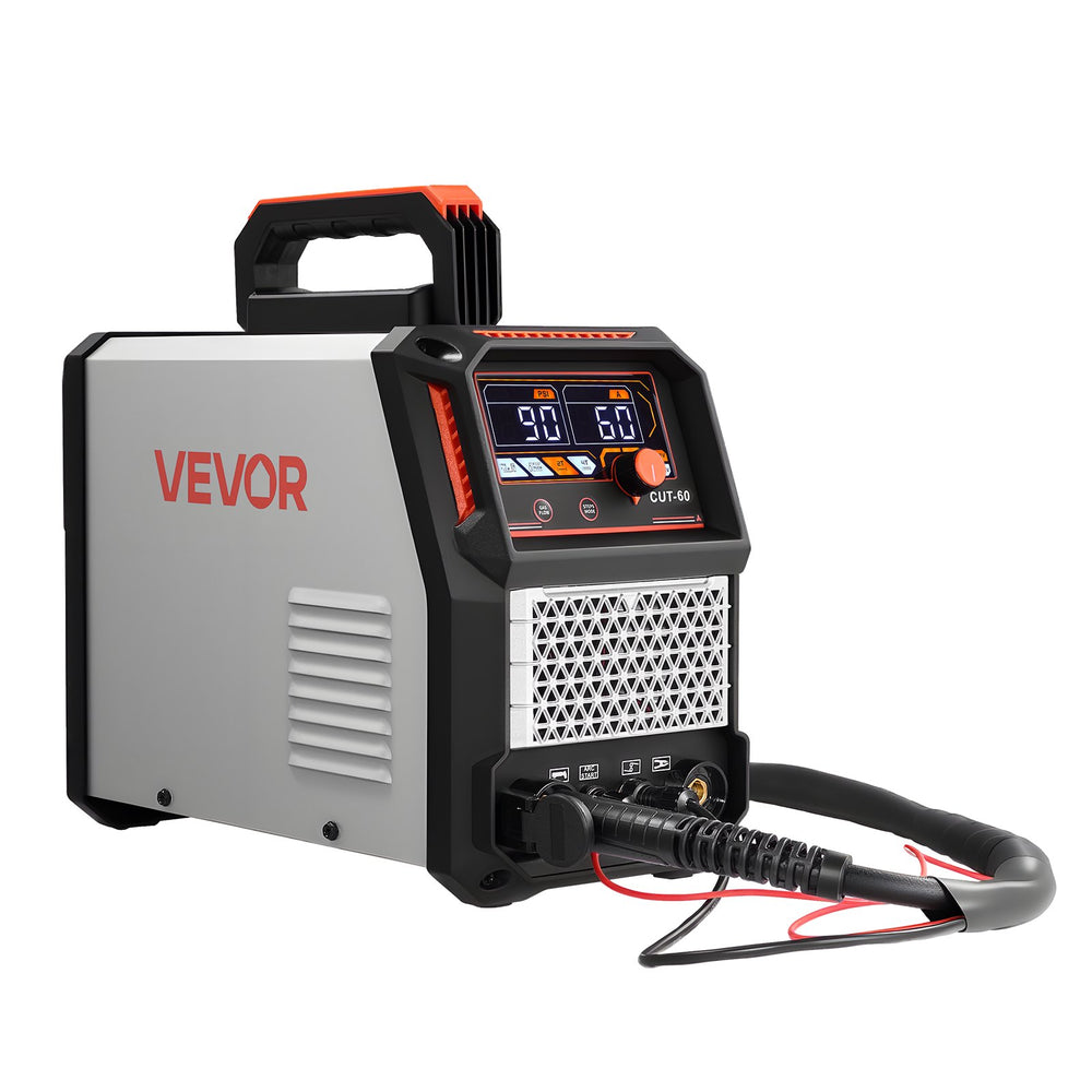 VEVOR Plasma Cutter, 60A Non-Touch Pilot Arc Plasma Cutting Machine, Digital Display IGBT Inverter - with 2T/4T Function & Adjustable PA/PT Time for Industrial Use (400V 3-Phase Power Supply)