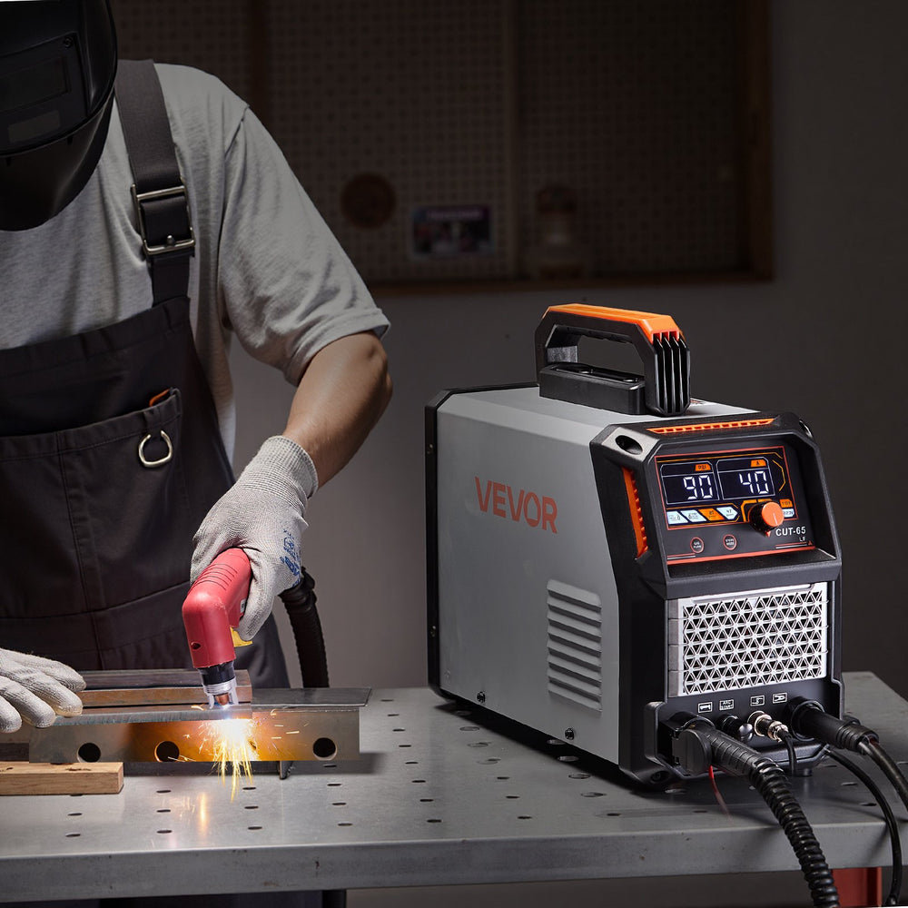 VEVOR Plasma Cutter, 65A Non-Touch Pilot Arc Plasma Cutting Machine Non-High Frequency - with 2T/4T Function & Adjustable PT Time, Digital Display IGBT Inverter for Home Repairs, Workshops