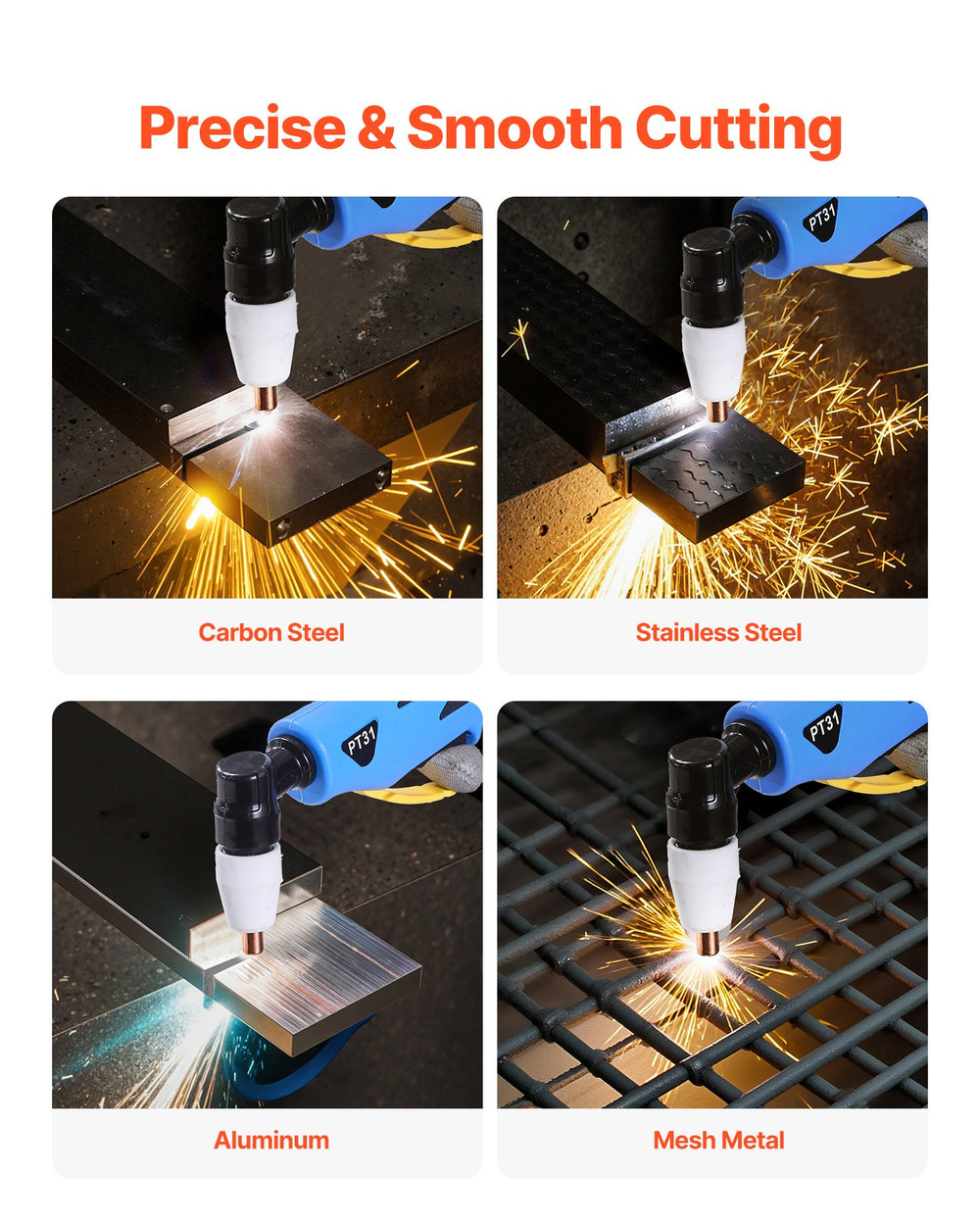 VEVOR Plasma Cutter, 50A Plasma Cutting Machine, 220V Digital Display IGBT Inverter Cutter Machine with 2T/4T Function & Adjustable PA/PT Time for Home Repairs, Workshops