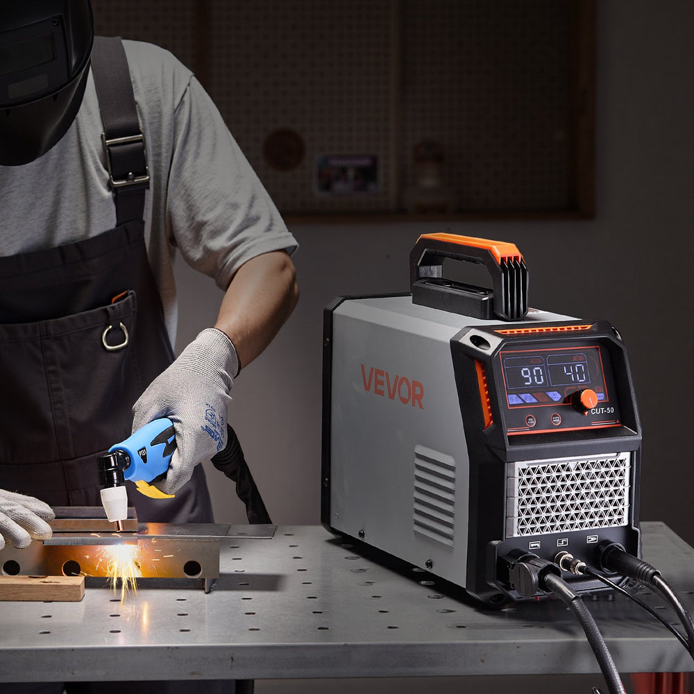 VEVOR Plasma Cutter, 50A Plasma Cutting Machine, 220V Digital Display IGBT Inverter Cutter Machine with 2T/4T Function & Adjustable PA/PT Time for Home Repairs, Workshops