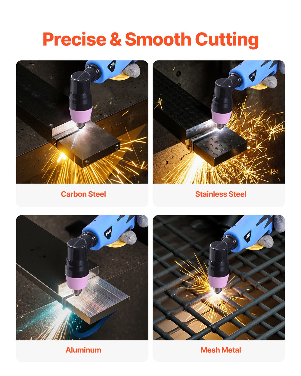 VEVOR Plasma Cutter, 60A Plasma Cutting Machine, Digital Display IGBT Inverter Cutter Machine with 2T/4T Function & Adjustable PA/PT Time for Industrial Use (400V 3-Phase Power Supply)