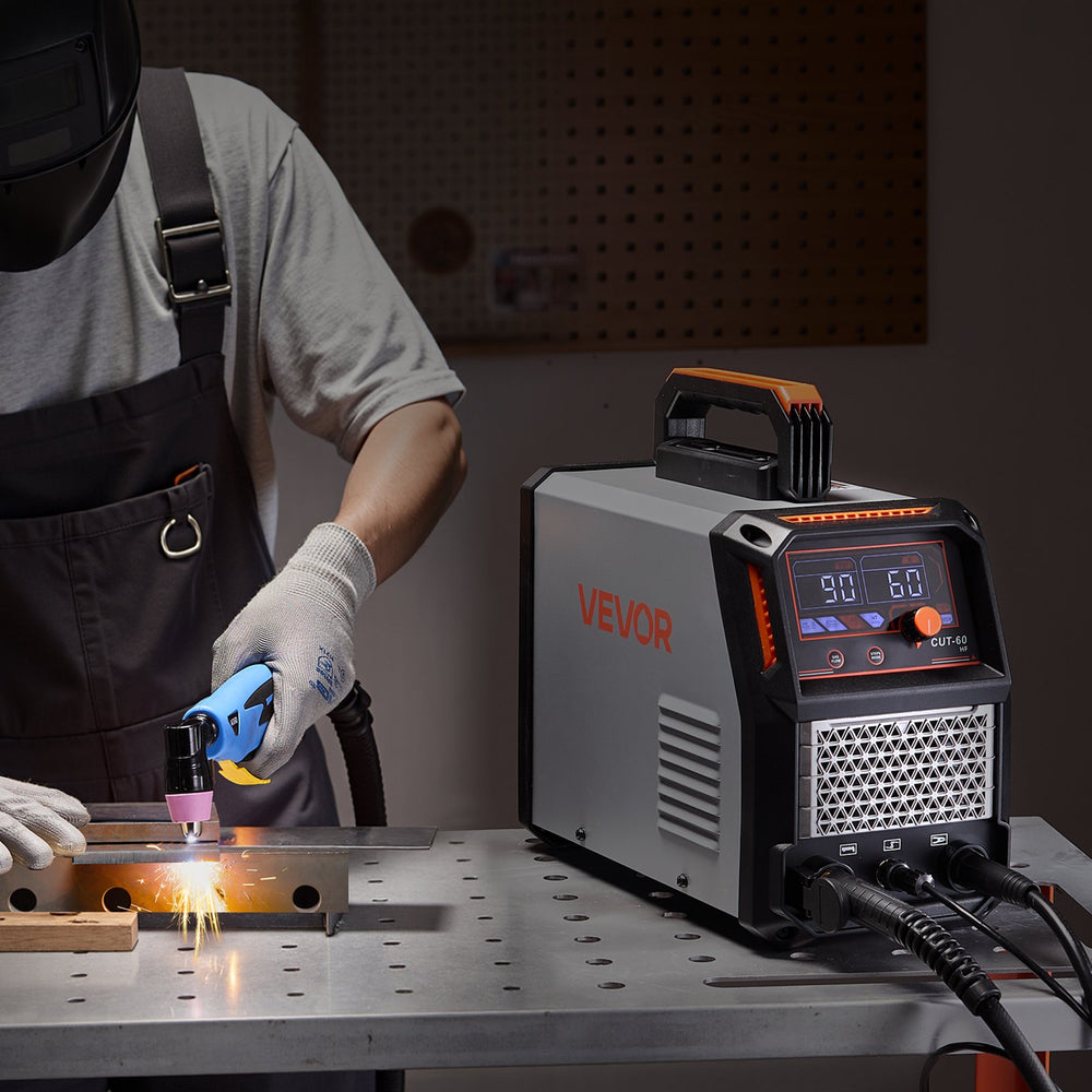 VEVOR Plasma Cutter, 60A Plasma Cutting Machine, Digital Display IGBT Inverter Cutter Machine with 2T/4T Function & Adjustable PA/PT Time for Industrial Use (400V 3-Phase Power Supply)