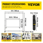 VEVOR 243.8 cm Backdrop Banner Stand Step and Repeat Adjustable Telescopic Lightweight Trade Show Display Wall Exhibitor with Carrying Bag