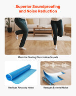VEVOR Floor Underlayment 27.9 m², 3-in-1 2 mm Thick Flooring Padding with Tape & Vapor Barrier, Heavy Duty EPE Foam with Blue PE, Soundproofing & Noise Reduction, for Laminate Wood (3 Rolls x 9.3 m²)