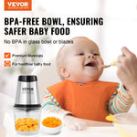 VEVOR Electric Food Chopper Food Processor 2.5 Cup Glass Bowl Meat Grinder Mixer