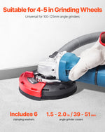 VEVOR Grinding Dust Shroud for Angle Grinder, Universal 4-5 in, Surface Grinder Dust Shroud with 6 Clamping Washers, Connect to Vacuum Cleaner, Suitable for Grinding Wood Concrete Wall Stone