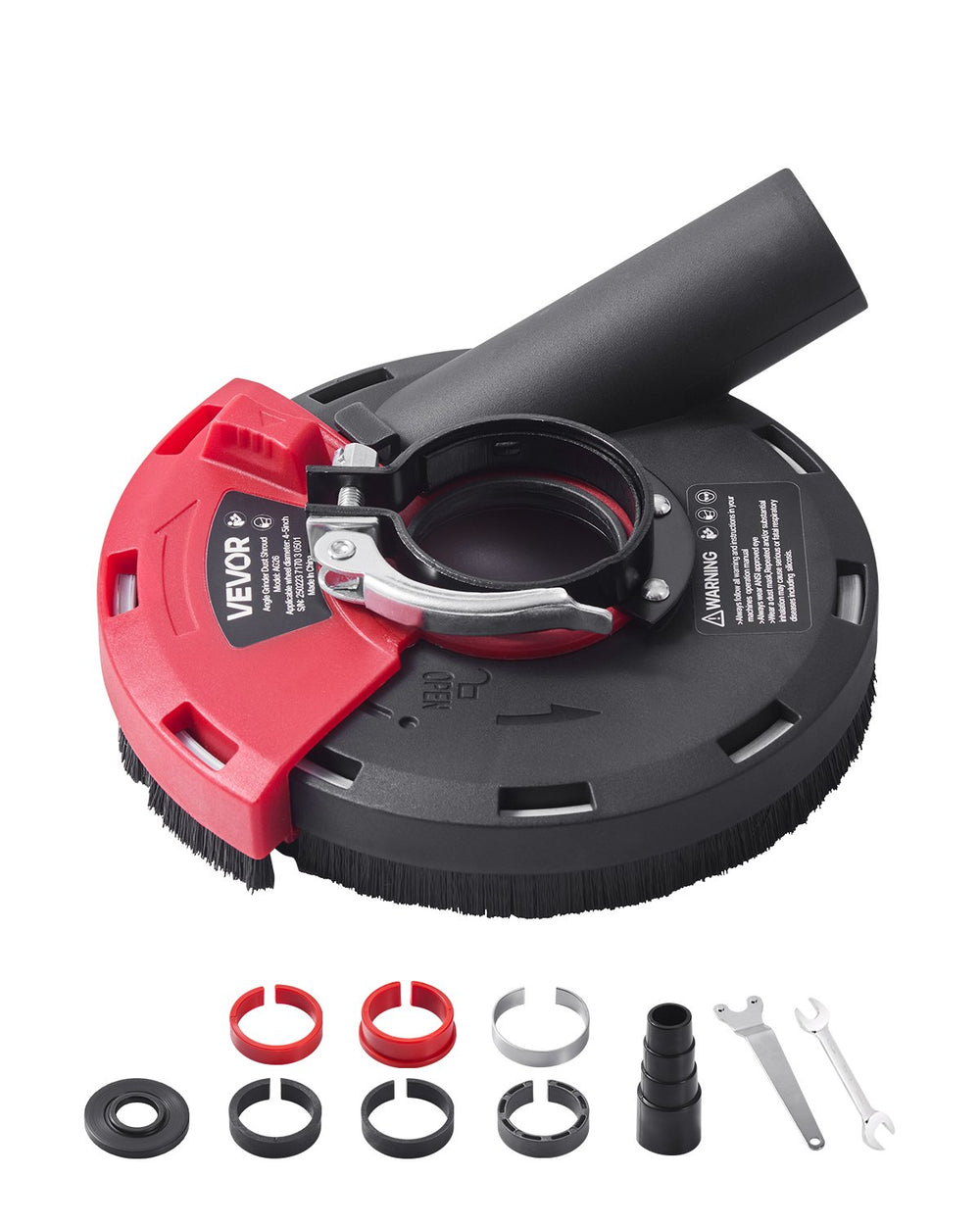 VEVOR Grinding Dust Shroud for Angle Grinder, Universal 4-5 in, Surface Grinder Dust Shroud with 6 Clamping Washers, Connect to Vacuum Cleaner, Suitable for Grinding Wood Concrete Wall Stone