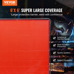 VEVOR Welding Screen with Frame, 1.8 x 1.8 m Welding Curtain Screen, Flame-Resistant Vinyl Welding Protection Screen on 4 Swivel Wheels (2 Lockable), Moveable & Professional for Workshop/Industrial, Red