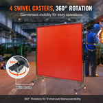 VEVOR Welding Screen with Frame, 1.8 x 1.8 m Welding Curtain Screen, Flame-Resistant Vinyl Welding Protection Screen on 4 Swivel Wheels (2 Lockable), Moveable & Professional for Workshop/Industrial, Red