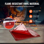 VEVOR Welding Screen with Frame, 1.8 x 1.8 m Welding Curtain Screen, Flame-Resistant Vinyl Welding Protection Screen on 4 Swivel Wheels (2 Lockable), Moveable & Professional for Workshop/Industrial, Red