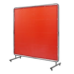 VEVOR Welding Screen with Frame, 1.8 x 1.8 m Welding Curtain Screen, Flame-Resistant Vinyl Welding Protection Screen on 4 Swivel Wheels (2 Lockable), Moveable & Professional for Workshop/Industrial, Red