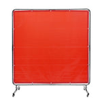 VEVOR Welding Screen with Frame, 1.8 x 1.8 m Welding Curtain Screen, Flame-Resistant Vinyl Welding Protection Screen on 4 Swivel Wheels (2 Lockable), Moveable & Professional for Workshop/Industrial, Red