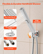 VEVOR Shower Faucet Set, 254 mm Ceiling Mount Rainfall Shower System with 6 Body Jets and 2 in 1 Handheld Spray, Rotatable 3-Function Rain Head System Set, Complete Brass Valve and Trim Kit, Chrome